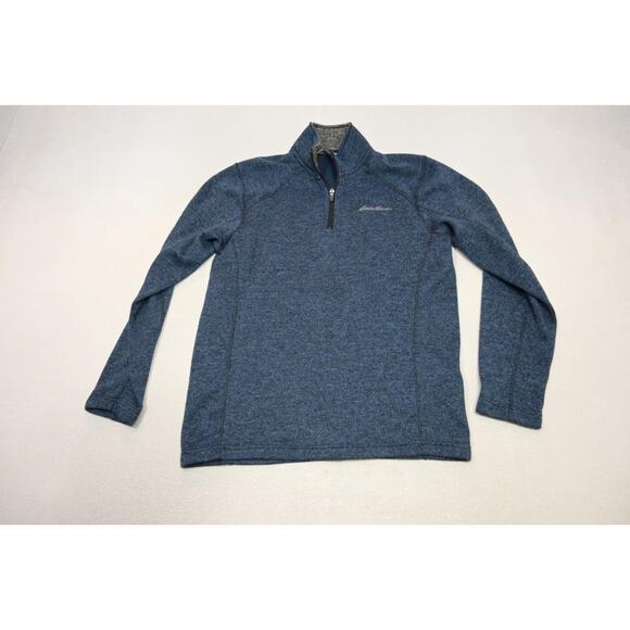 Eddie Bauer Camp Sweater 1/4 Zip Fleece Pullover Marled Blue Mens Size Medium - Picture 5 of 8